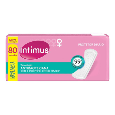 Encontraproduto.com.br - Protetor Diário Tecnologia Antibacteriana Intimus - 80 unidades