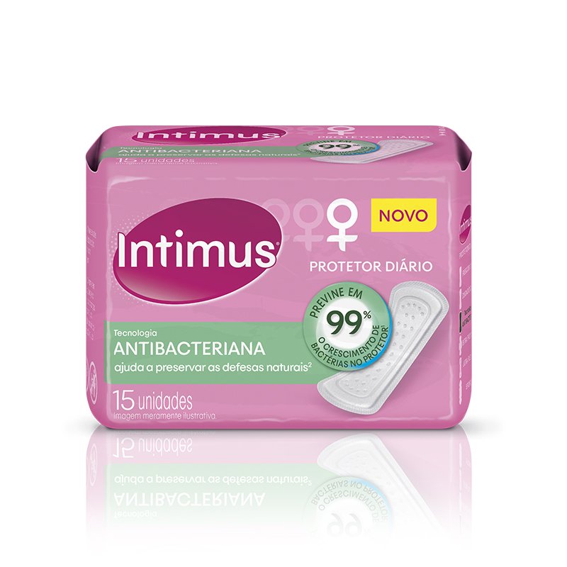 Encontraproduto.com.br - Protetor Diário Tecnologia Antibacteriana Intimus - 15 unidades