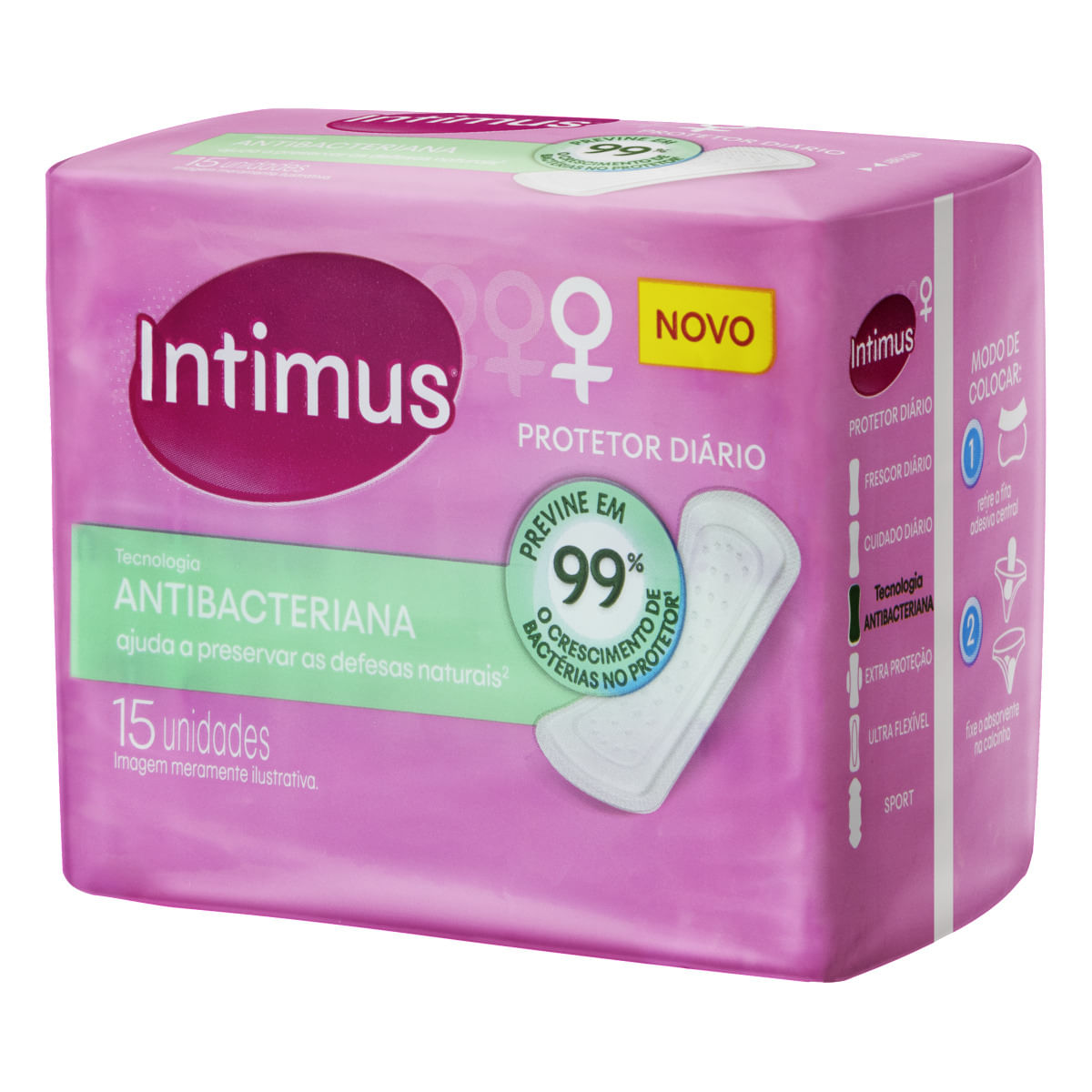 Encontraproduto.com.br - Protetor Diário Tecnologia Antibacteriana Intimus - 15 unidades