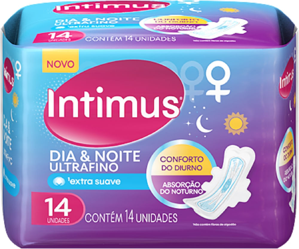 Absorvente Dia & Noite Ultrafino Com Abas Intimus - 14 unidades