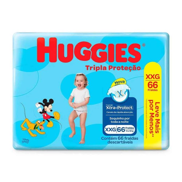 Fralda Descartável Huggies Tripla Proteção - XXG Pacote com 66 unidade