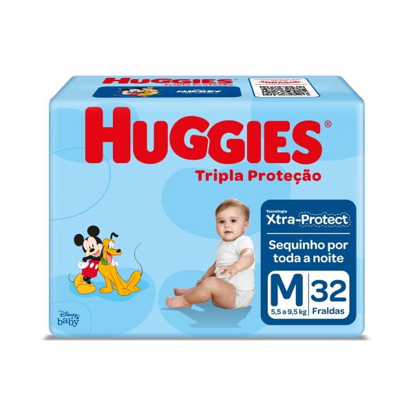 Encontraproduto.com.br - Fralda Huggies Tripla Proteção Jumbo Pack M Com 32 Unidades