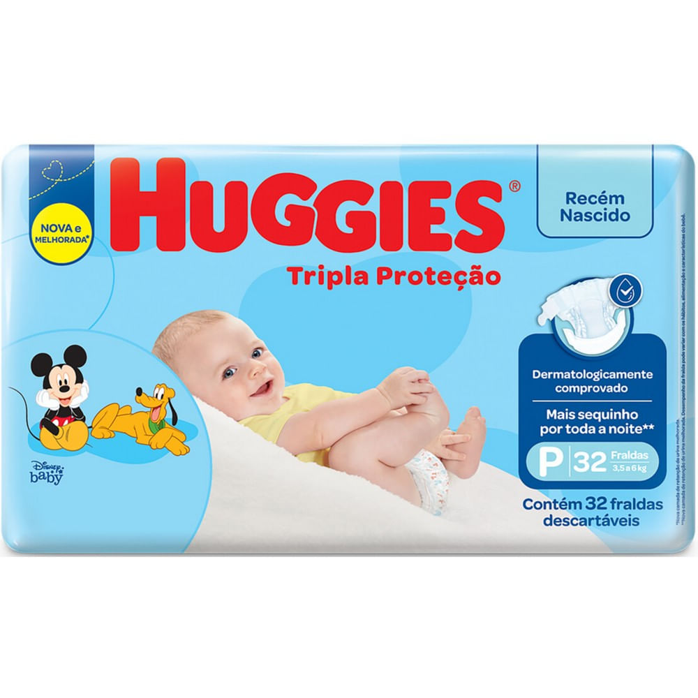 Encontraproduto.com.br - Fraldas Huggies Tripla Proteção Jumbo P 32 Unidades