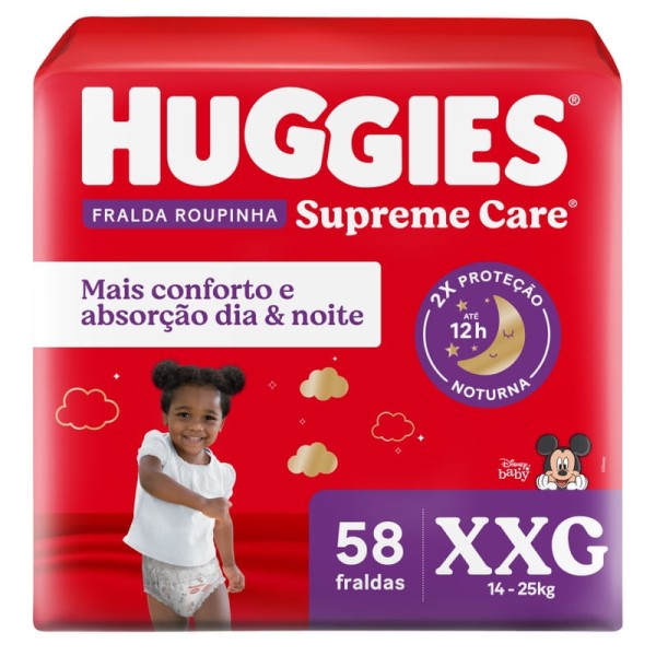 Encontraproduto.com.br - Fraldas Huggies Roupinha Supreme Care XXG Embalagem Econômica 58 Unidades