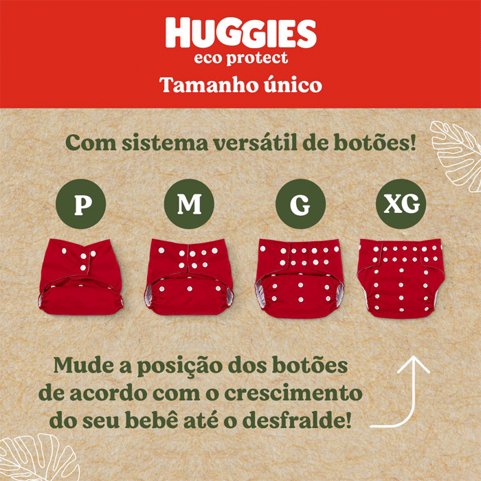Encontraproduto.com.br - Kit Reutilizável Huggies Eco Protect 1 Fralda de Pano com Diferentes Estampas Listradas e 2 Absorventes de Tecido Reutilizáveis Tamanho Único 4 a 16kg
