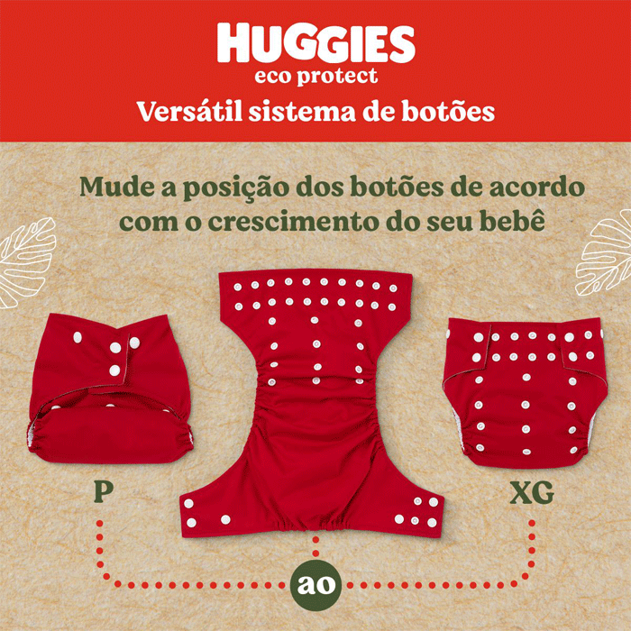 Encontraproduto.com.br - Kit Reutilizável Huggies Eco Protect 1 Fralda de Pano com Diferentes Estampas Listradas e 2 Absorventes de Tecido Reutilizáveis Tamanho Único 4 a 16kg