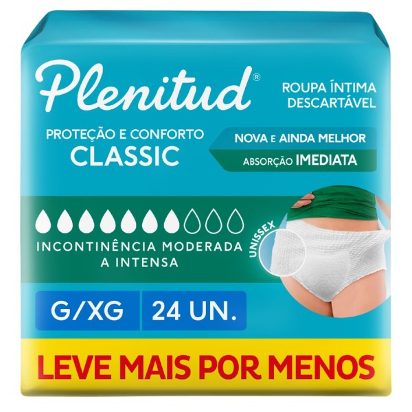 Roupa Intima Plenitud Classic Para Incontinencia G/xg 24 Unidades