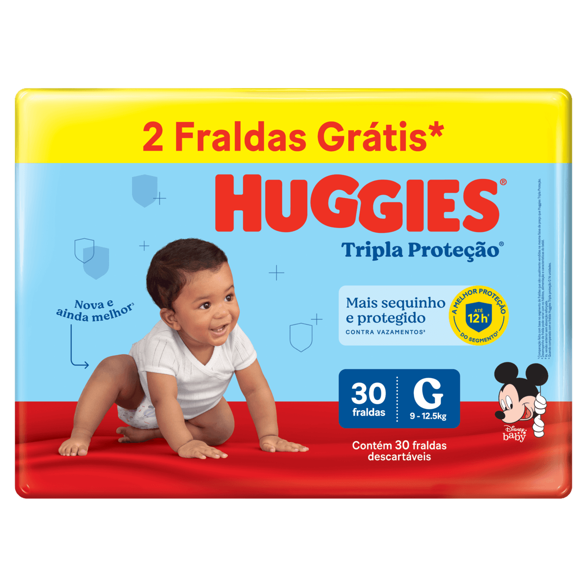 Encontraproduto.com.br - Fraldas Huggies Tripla Proteção Mega G Com 30 Unidades 2 Tiras