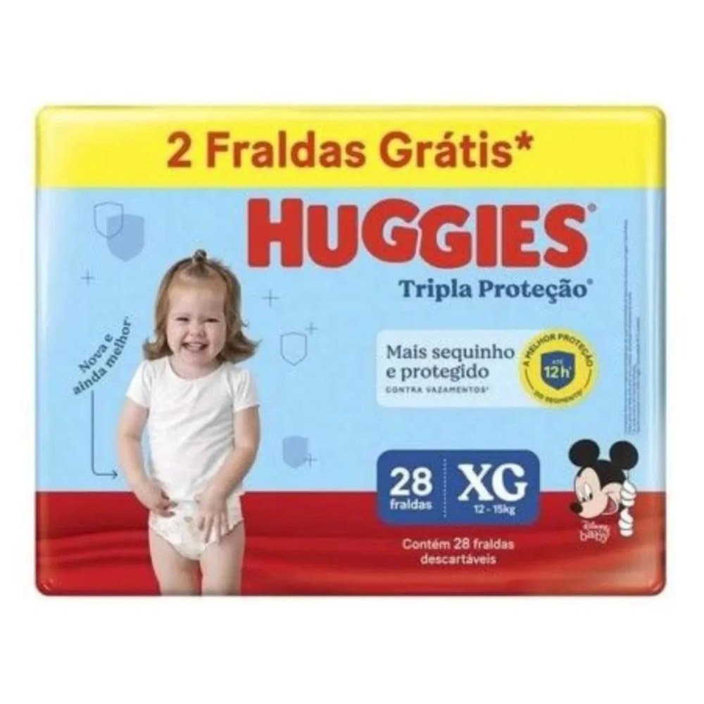 Encontraproduto.com.br - Fraldas Huggies Tripla Proteção Mega XG Com 28 Unidades 2 Tiras