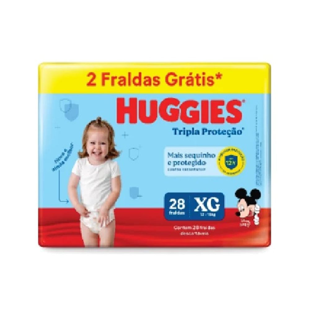 Encontraproduto.com.br - Fraldas Huggies Tripla Proteção Mega XG Com 28 Unidades 2 Tiras