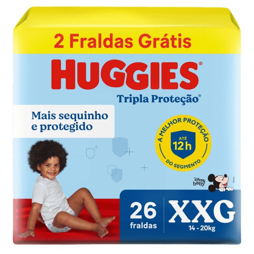 Encontraproduto.com.br - Fraldas Huggies Tripla Proteção Mega XXG Com 26 Unidades 2 Tiras