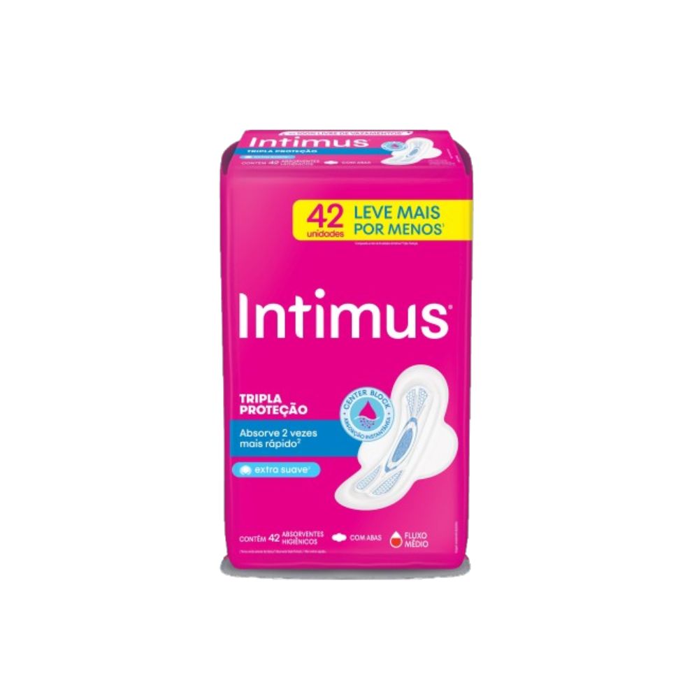 Encontraproduto.com.br - Absorvente Externo Intimus Tripla Proteção Suave com Abas 42 unidades