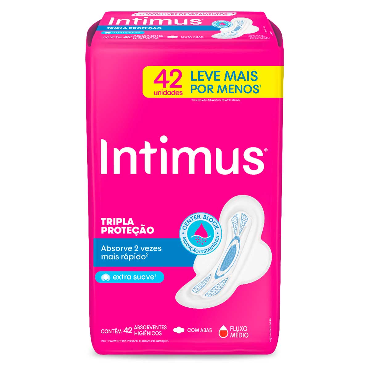 Encontraproduto.com.br - Absorvente Externo Intimus Tripla Proteção Suave com Abas 42 unidades