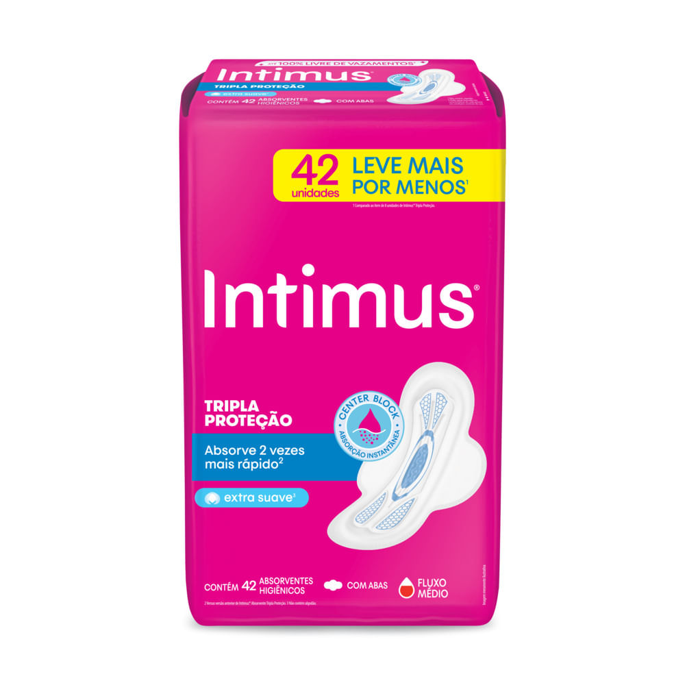 Encontraproduto.com.br - Absorvente Externo Intimus Tripla Proteção Suave com Abas 42 unidades