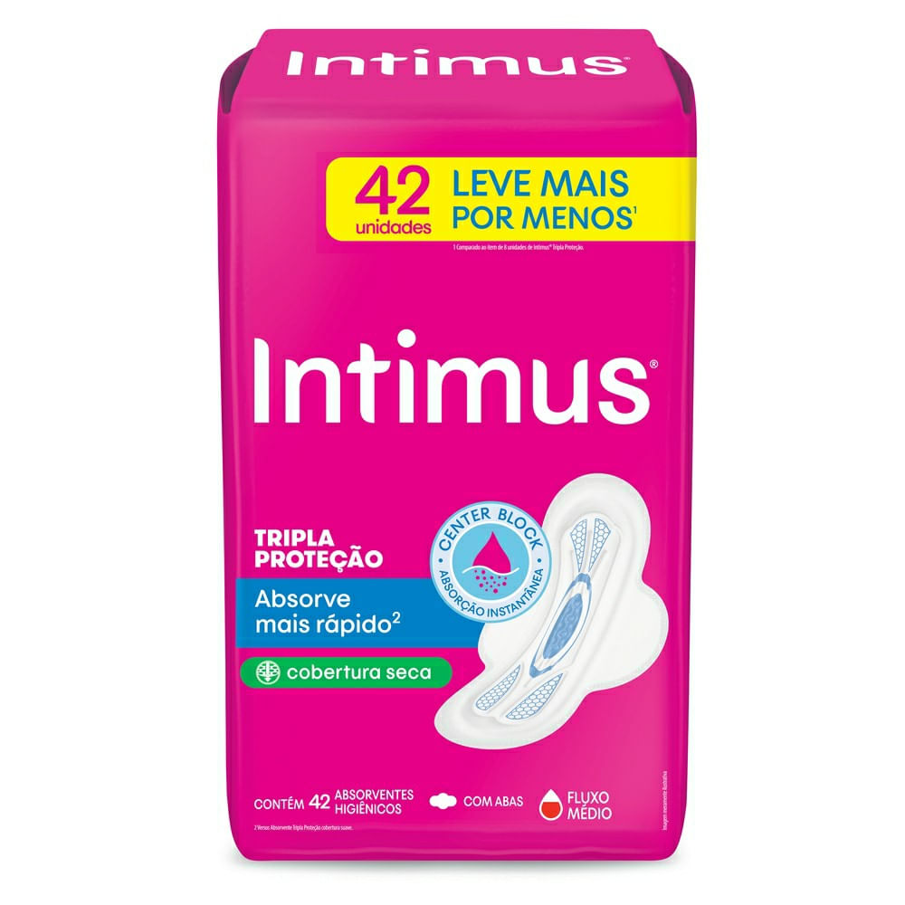 Encontraproduto.com.br - Absorvente Externo Intimus Tripla Proteção Seca com Abas 42 unidades