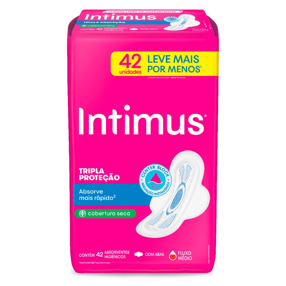Encontraproduto.com.br - Absorvente Externo Intimus Tripla Proteção Seca com Abas 42 unidades