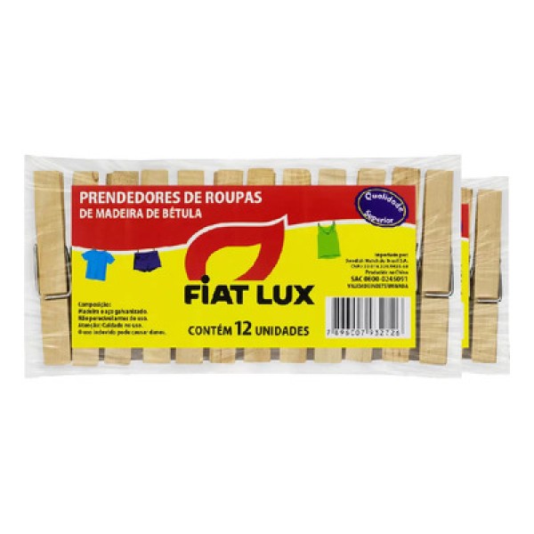 Encontraproduto.com.br - Prendedor para Roupas Fiat Lux Madeira Médio Com 12 Unidades