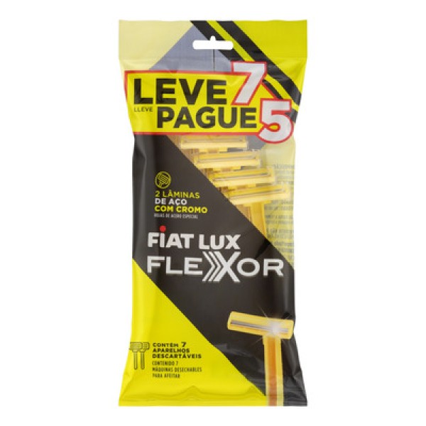 Aparelho de Barbear Fiat Lux Flexor Amarelo Pacote com 7 unidades