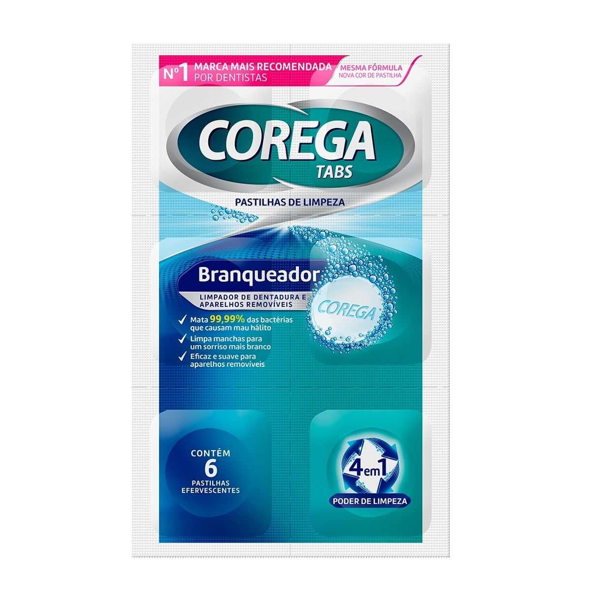 Corega Tabs Branqueador 6 Pastilhas Efervescentes