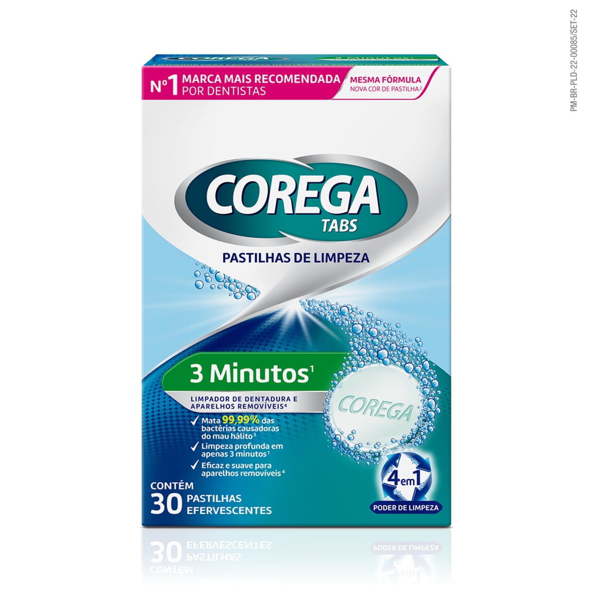 Encontraproduto.com.br - Limpador de Dentadura e Aparelhos Corega Tabs 3 Minutos 6 Pastilhas Efervescentes