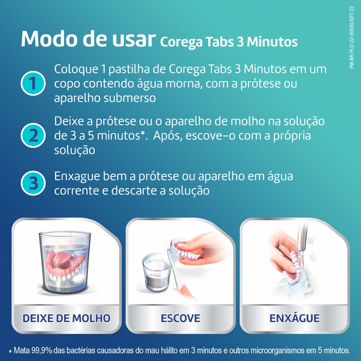 Encontraproduto.com.br - Limpador de Dentadura e Aparelhos Corega Tabs 3 Minutos 6 Pastilhas Efervescentes