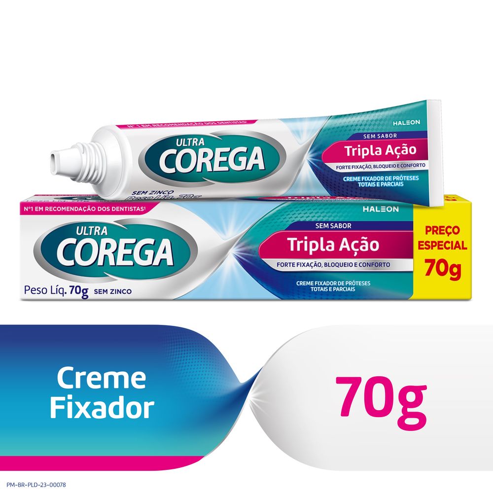 Fixador De Dentadura Ultra Corega 70gr Creme Tripla Acao Sem Sabor  Especial