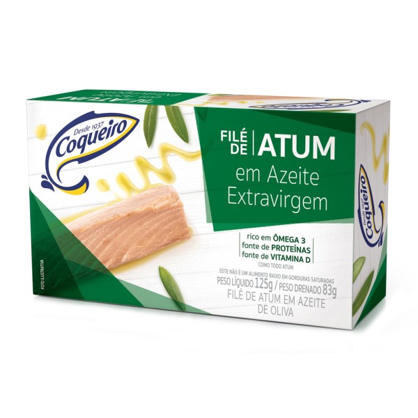 Encontraproduto.com.br - Filé de Atum Coqueiro em Azeite Extra Virgem 125g