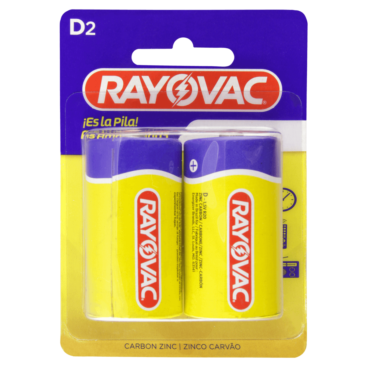 Encontraproduto.com.br - Pilha Grande com 2 Unidades Amarelinha 10298 Rayovac