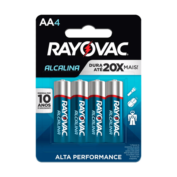 Pilha Rayovac Alcalina AA Pequena Azul 20866 1,5v Com 4 Unidades