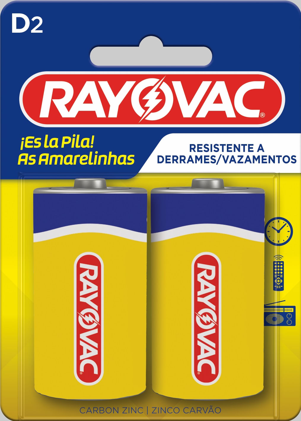 Pilha Rayovac Amarelinhas D 2 Unidades