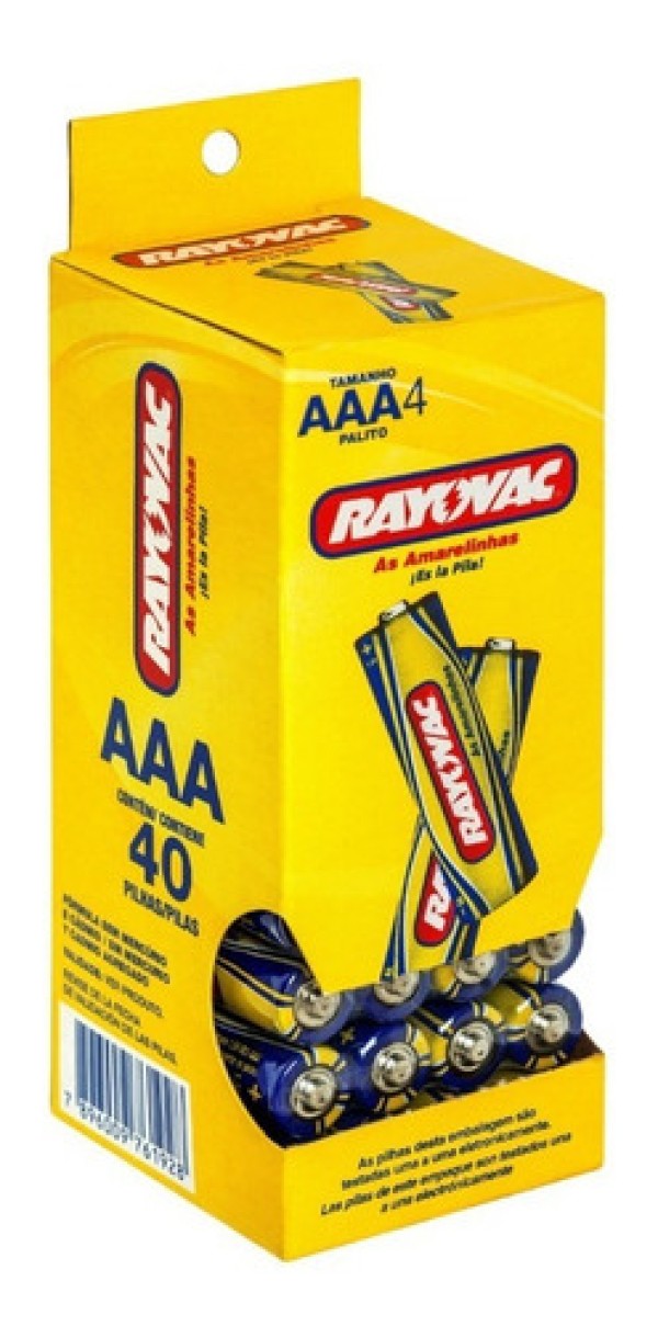 Pilha Rayovac Amarelinha AAA Tubo Embalagem Com 4 Unidades