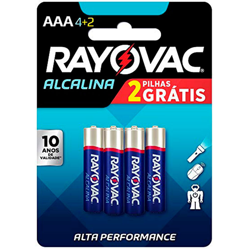 PILHA ALCALINA RAYOVAC AAA PALITO LEVE 6 PAGUE 4