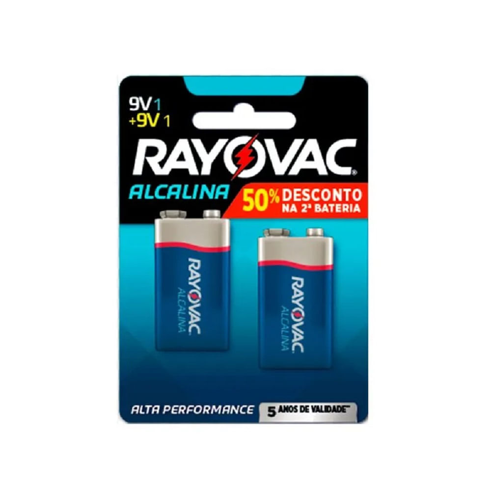 Encontraproduto.com.br - Bateria Alcalina com 2 Unidades 9V 20985 Rayovac