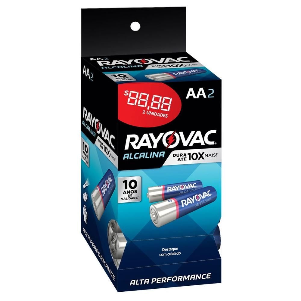 Encontraproduto.com.br - Pilha Alcalina Rayovac Aa2 - Tubo Com 16 2  = 32 Pilhas