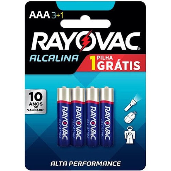 Encontraproduto.com.br - Pilha Alcalina Palito AAA 4 Unidades Rayovac