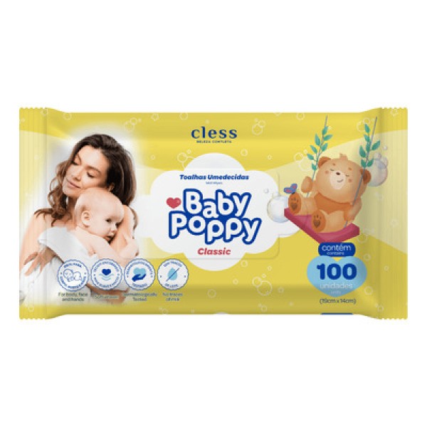 Baby Poppy Toalhas Umedecidas Classic 100 unidades