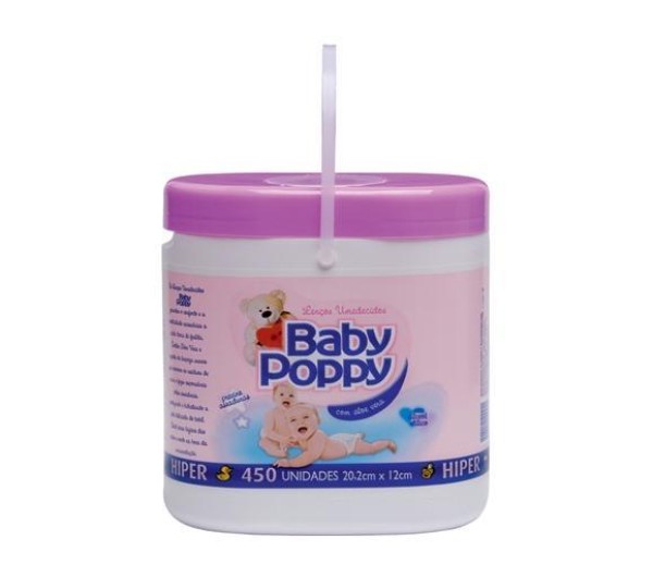 Encontraproduto.com.br - Lenço Umedecido Baby Poppy Sem Sabao Roxo 450 unidades