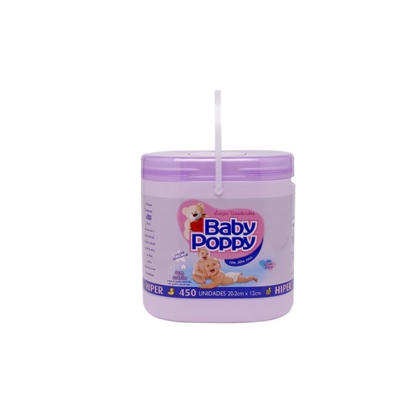 Encontraproduto.com.br - Lenço Umedecido Baby Poppy Sem Sabao Roxo 450 unidades