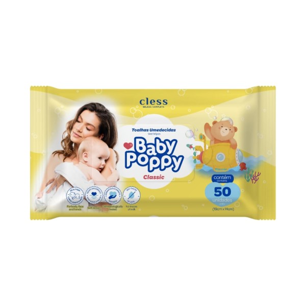 Toalhas Umedecida 50 Unidades Baby Poppy - Cless
