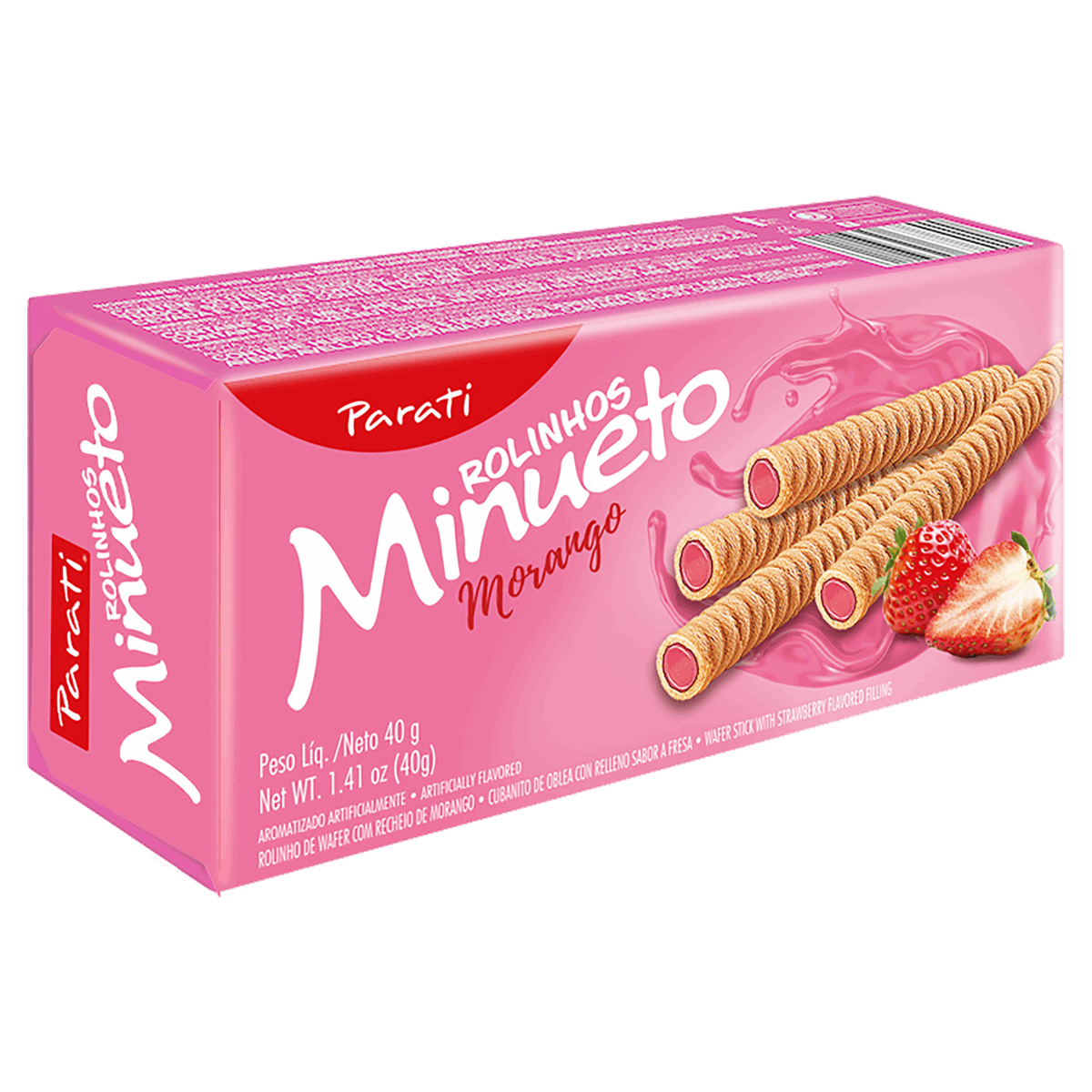Encontraproduto.com.br - Wafer Parati Minueto Rolinho Sabor Morango 40g