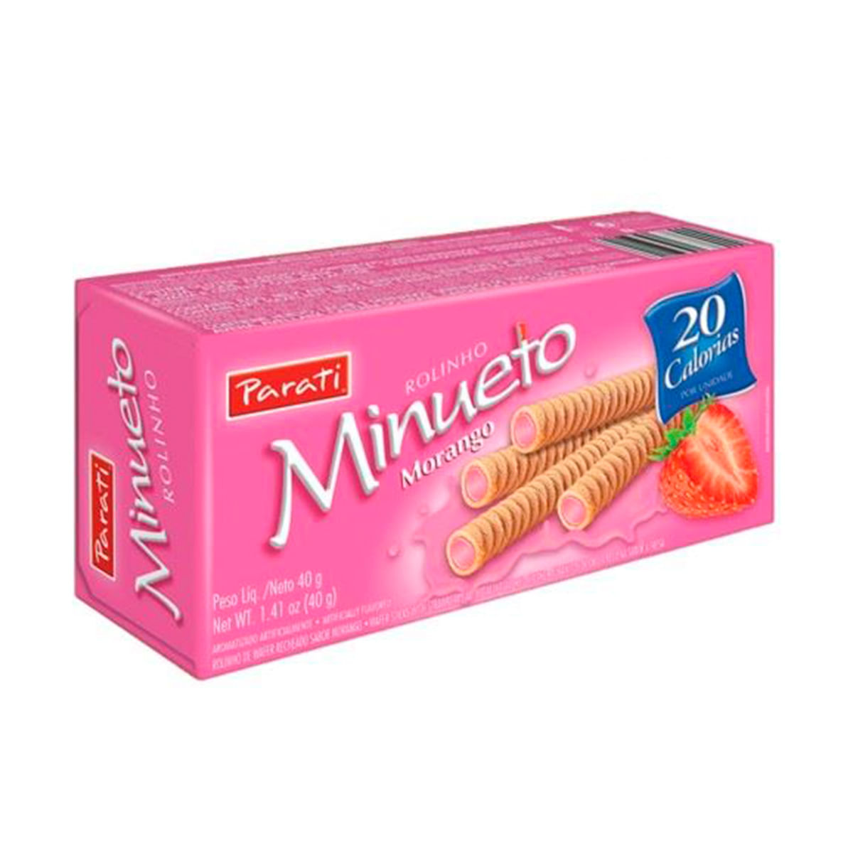 Encontraproduto.com.br - Wafer Parati Minueto Rolinho Sabor Morango 40g