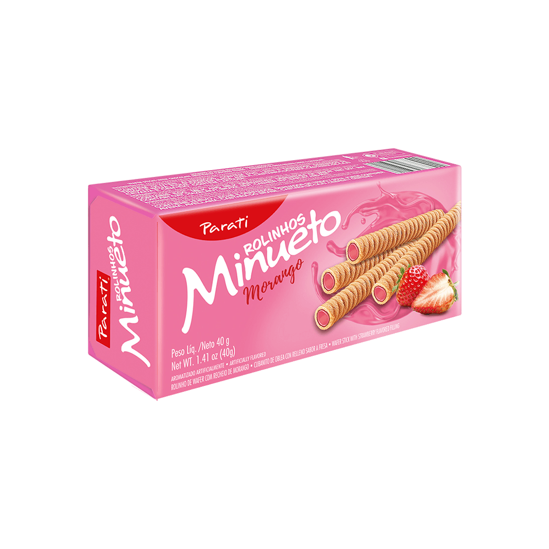 Encontraproduto.com.br - Wafer Parati Minueto Rolinho Sabor Morango 40g