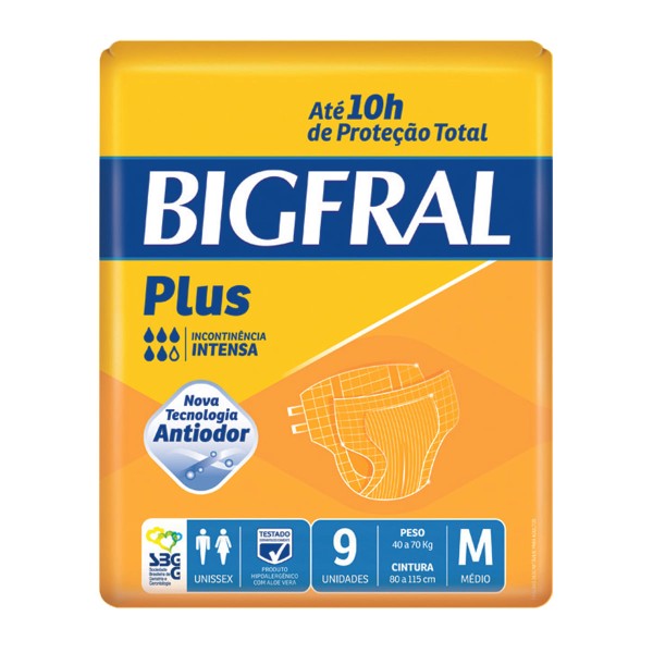 Encontraproduto.com.br - Fralda Geriátrica Adulto Bigfral Plus M c/9 Unidades