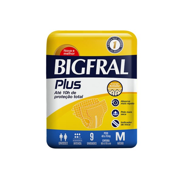 Encontraproduto.com.br - Fralda Geriátrica Adulto Bigfral Plus M c/9 Unidades