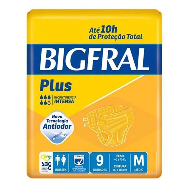 Encontraproduto.com.br - Fralda Geriátrica Adulto Bigfral Plus M c/9 Unidades