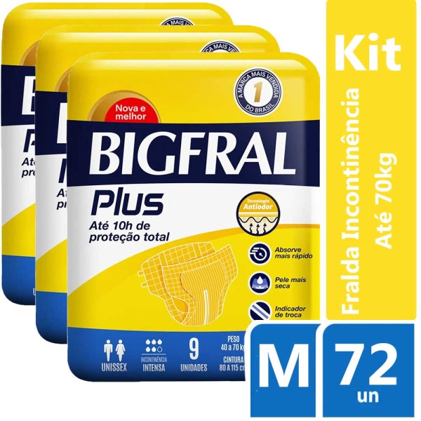 Encontraproduto.com.br - Fralda Geriátrica Adulto Bigfral Plus M c/9 Unidades