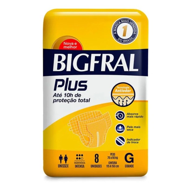 Encontraproduto.com.br - Fralda Geriátrica Adulto Bigfral Plus G c/8 Unidades