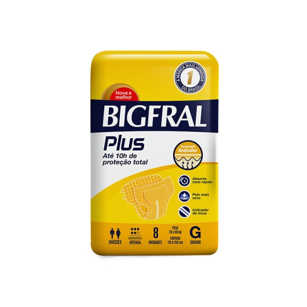 Encontraproduto.com.br - Fralda Geriátrica Adulto Bigfral Plus G c/8 Unidades