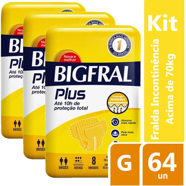 Encontraproduto.com.br - Fralda Geriátrica Adulto Bigfral Plus G c/8 Unidades