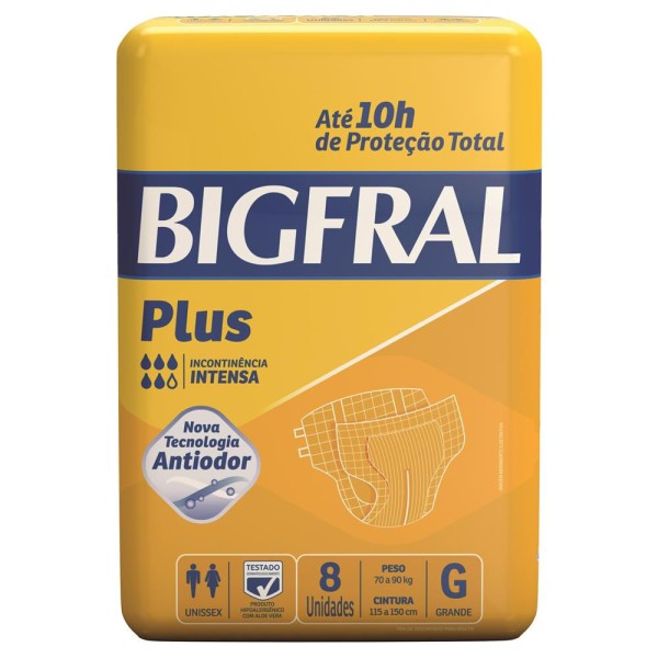 Encontraproduto.com.br - Fralda Geriátrica Adulto Bigfral Plus G c/8 Unidades